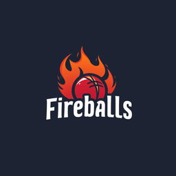 A simple and bold logo design for a cricket team named 'Fireballs'