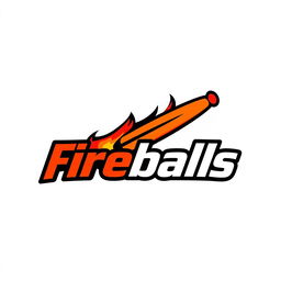 A simple and bold logo design for a cricket team named 'Fireballs'