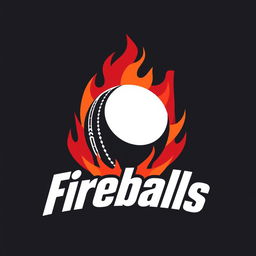 A simple yet striking logo for a cricket team named 'Fireballs'
