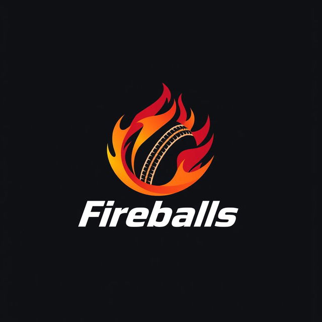 A simple yet striking logo for a cricket team named 'Fireballs'