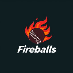 A simple yet striking logo for a cricket team named 'Fireballs'