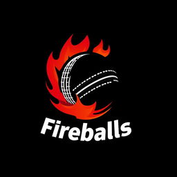 A simple yet striking logo for a cricket team named 'Fireballs'