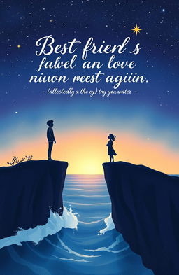 A beautifully illustrated poetry book cover featuring two best friends who fell in love but can never meet again