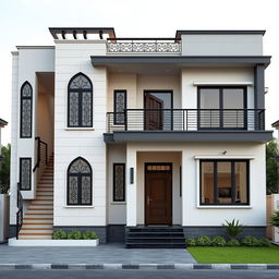 A beautiful box design house front elevation with a modern aesthetic