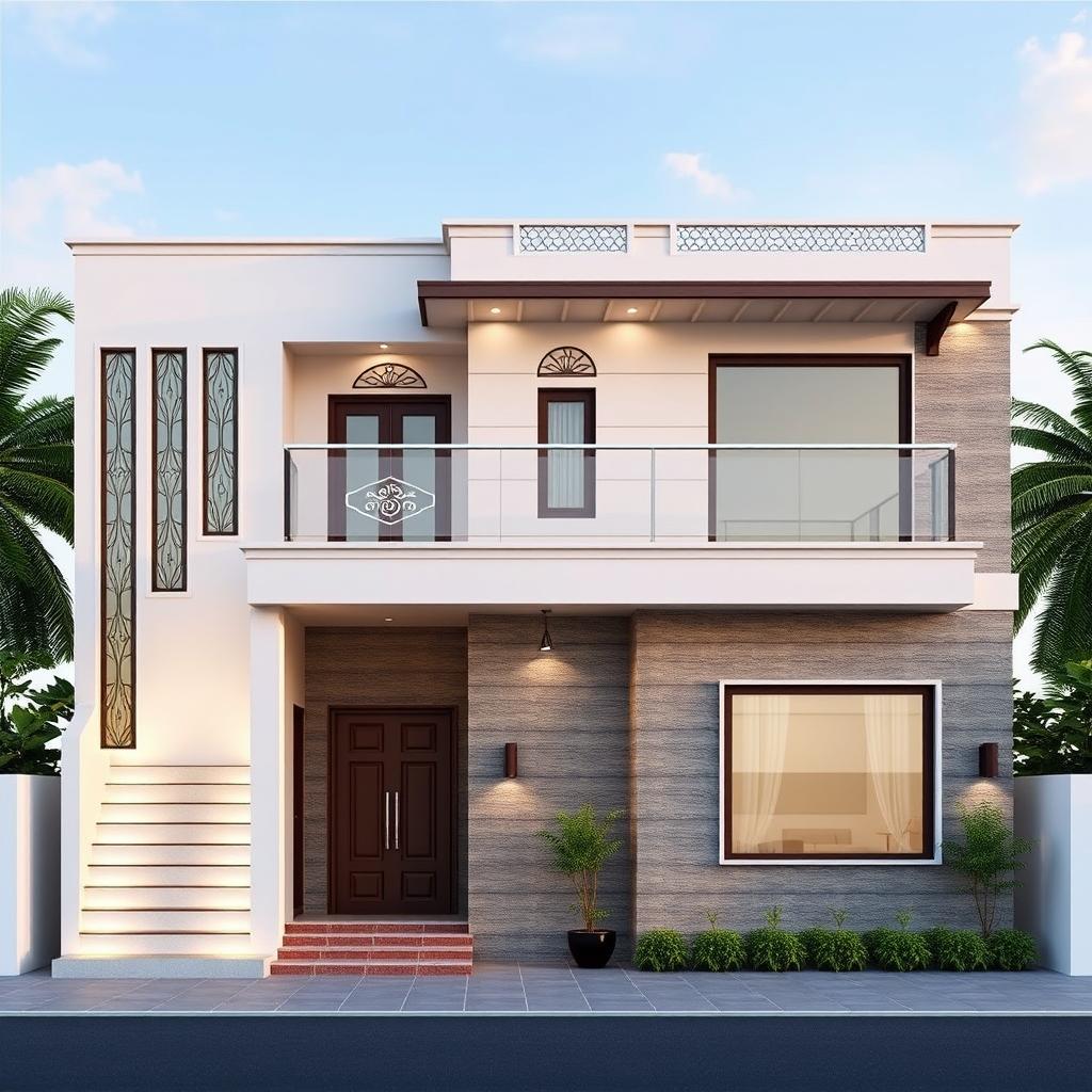 A beautiful box design house front elevation with a modern aesthetic