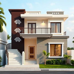 A beautiful box design house front elevation with a modern aesthetic