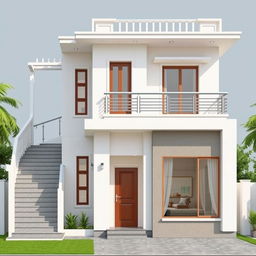 A beautiful box design house front elevation featuring a two and a half storey structure