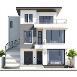 A beautiful box design house front elevation featuring a two and a half storey structure