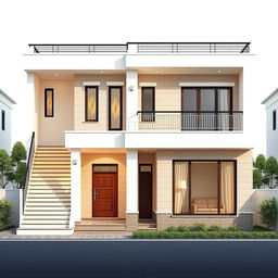 A beautiful box design house front elevation featuring a two and a half storey structure