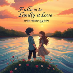 A captivating book cover depicting a boy and a girl who have fallen in love but cannot meet again