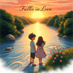 A captivating book cover depicting a boy and a girl who have fallen in love but cannot meet again