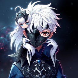 A wide photorealistic shot of a 32k animated boy with white hair styled elegantly