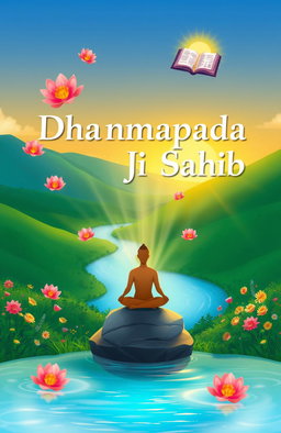 A serene and inspiring illustration representing the spiritual guidance of the Dhammapada and Japji Sahib