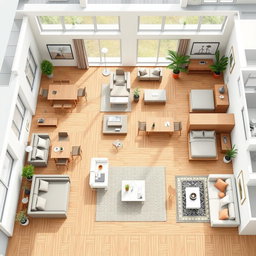 A detailed architectural plan featuring a variety of stylish furniture designs