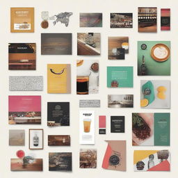 A vibrant and dynamic moodboard for a tech startup that caters to hipster cafes and bars. Accentuate vintage tech, chic cafe interiors, artisanal coffee and indie-bar scenes with rich and vivacious colors to create an energetic atmosphere.