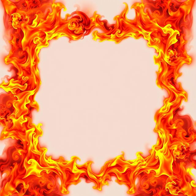 An intricate and vibrant fiery frame designed to perfectly surround a square image of 35x35 pixels