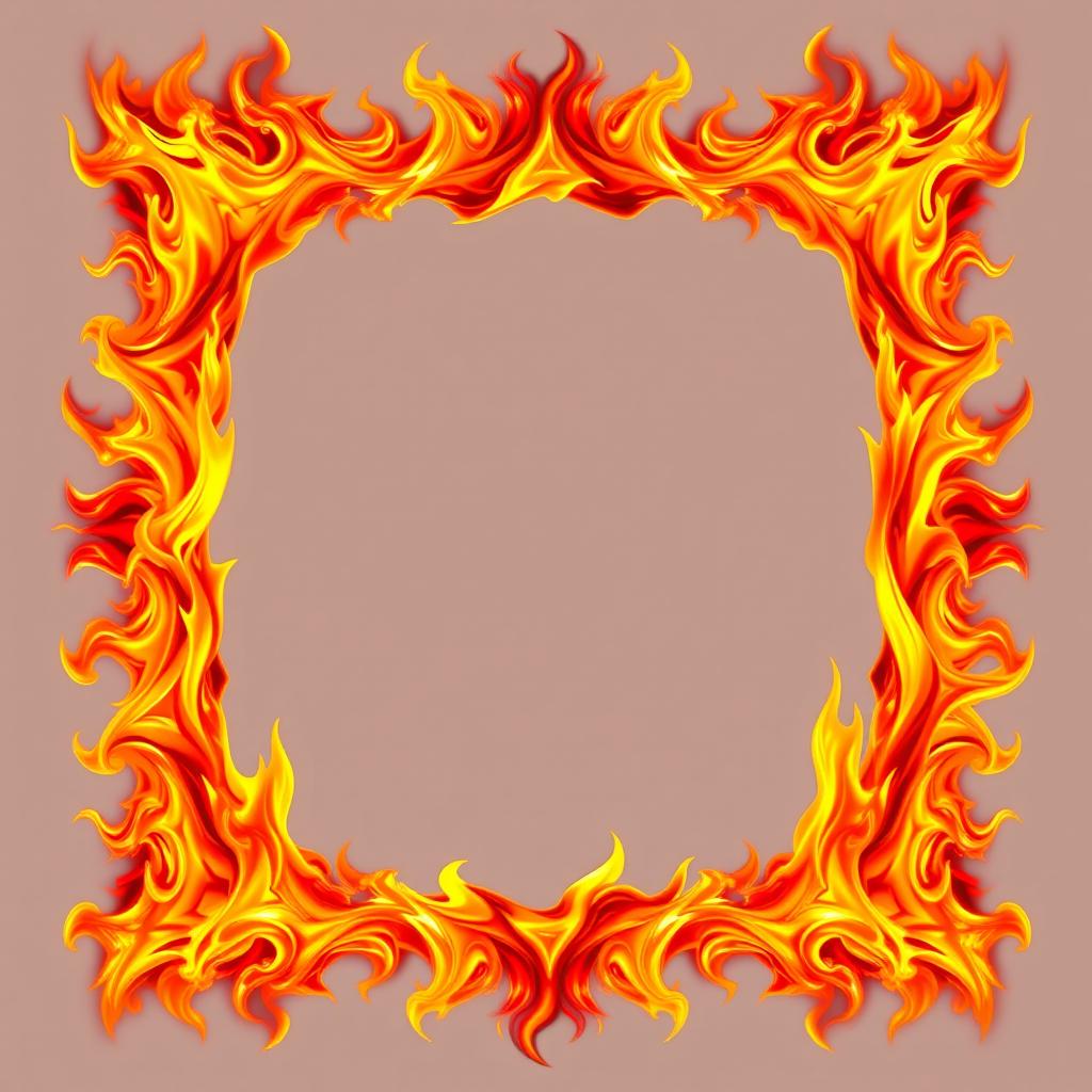 An intricate and vibrant fiery frame designed to perfectly surround a square image of 35x35 pixels