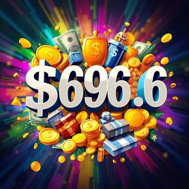 A stylized depiction of the number $696
