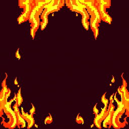 A vibrant pixel art frame designed to resemble flames, perfectly fitting a 35x35 pixel grid
