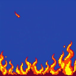 A vibrant pixel art frame designed to resemble flames, perfectly fitting a 35x35 pixel grid