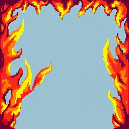 A vibrant pixel art frame designed to resemble flames, perfectly fitting a 35x35 pixel grid