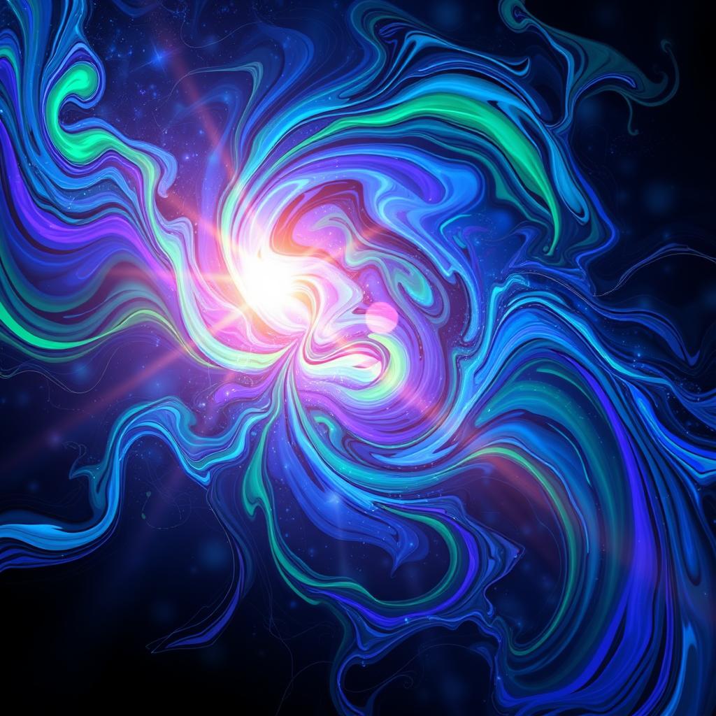 An abstract representation of energy, featuring swirling patterns of vibrant colors like blue, green, and purple