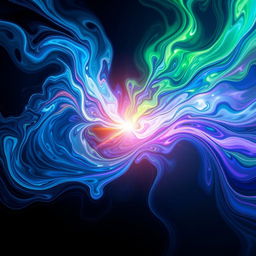 An abstract representation of energy, featuring swirling patterns of vibrant colors like blue, green, and purple