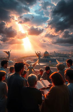 A conceptual representation of Christian eschatology inspired by biblical texts, illustrating a unique interpretation of the second coming of Christ