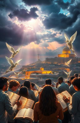 A conceptual representation of Christian eschatology inspired by biblical texts, illustrating a unique interpretation of the second coming of Christ