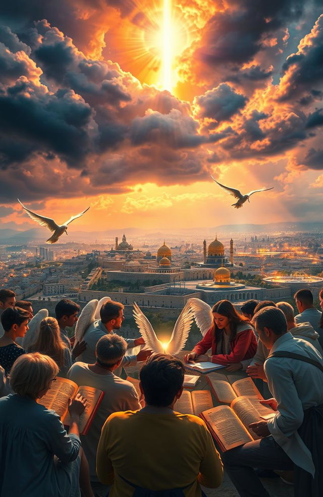 A conceptual representation of Christian eschatology inspired by biblical texts, illustrating a unique interpretation of the second coming of Christ