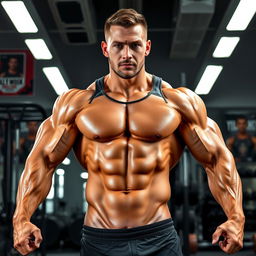 A highly muscular and fit individual showcasing impressive physique displayed in a confident pose