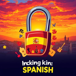 A vibrant and dynamic illustration representing the theme 'Unlocking Spanish'
