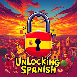 A vibrant and dynamic illustration representing the theme 'Unlocking Spanish'