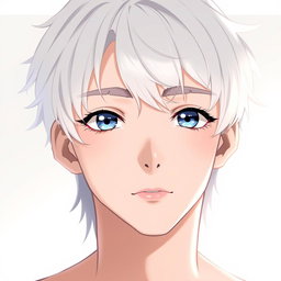 A soft and delicate portrait of an extremely attractive young man with platinum blonde hair, eyebrows, and lashes