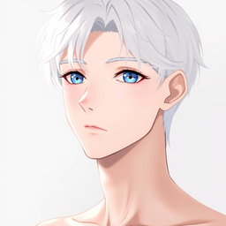 A soft and delicate portrait of an extremely attractive young man with platinum blonde hair, eyebrows, and lashes