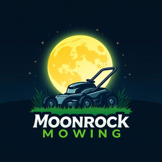 A creative logo design that features a large, glowing moon as the centerpiece, surrounded by a starry sky