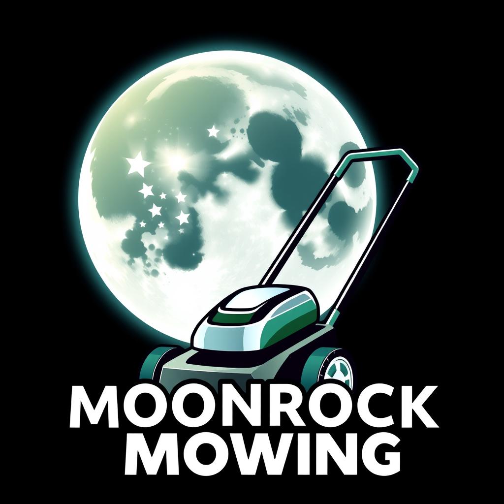 A visually appealing logo design featuring a large, glowing moon as the prominent element, set against a dark, starry background