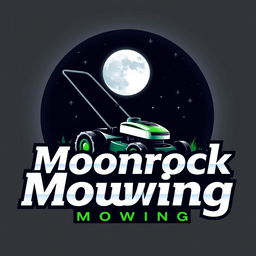 A striking logo design featuring a large, luminous moon as the focal point, set against a dark, star-filled night sky