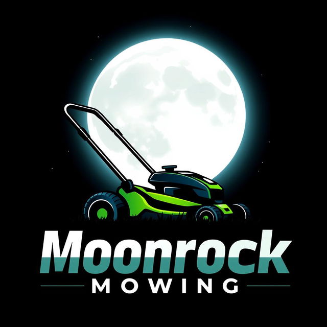 An eye-catching logo design that features a large, luminous moon prominently placed in the background, shining brightly against a dark, star-filled night sky