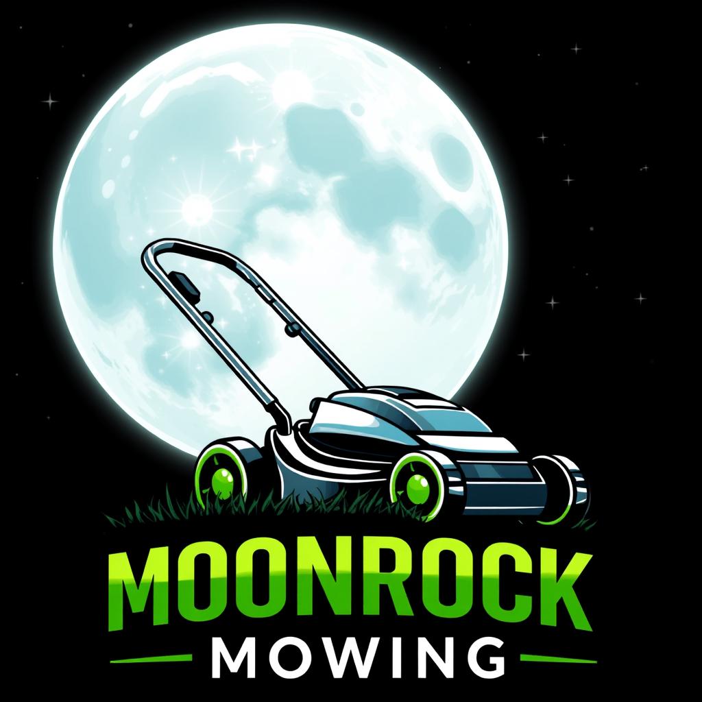 A visually appealing logo design featuring a large, glowing moon at the center, set against a deep, dark night sky sprinkled with stars