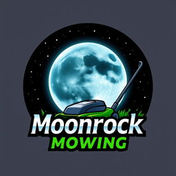 A visually appealing logo design featuring a large, glowing moon at the center, set against a deep, dark night sky sprinkled with stars