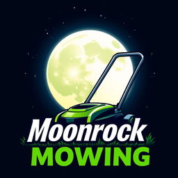 A visually appealing logo design featuring a large, glowing moon at the center, set against a deep, dark night sky sprinkled with stars