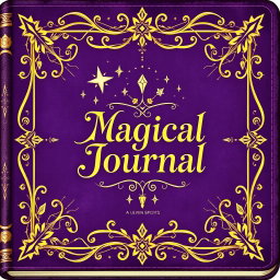 A beautifully illustrated spellbook cover featuring intricate designs and mystical symbols