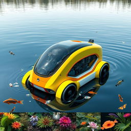 An innovative robotic machine designed to clean and filter garbage from water bodies