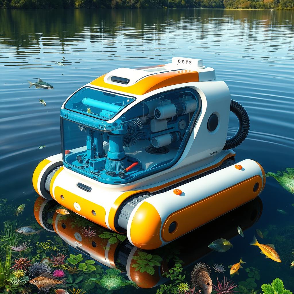 An innovative robotic machine designed to clean and filter garbage from water bodies