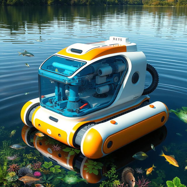 An innovative robotic machine designed to clean and filter garbage from water bodies