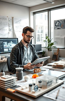 A high-tech workspace showcasing the intersection of design thinking and computational technology