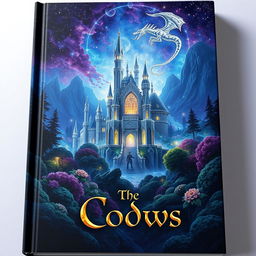 A captivating book cover for "The Codws", featuring a mystical realm filled with vibrant fantasy elements