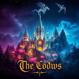 A captivating book cover for "The Codws", featuring a mystical realm filled with vibrant fantasy elements