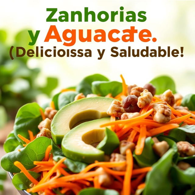 A fresh and vibrant depiction of a delicious and healthy Spinach, Carrot, and Avocado Salad